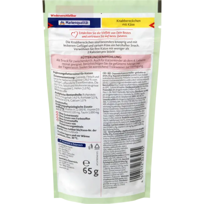 Dein Bestes Kattensnoepjes Knabbelhoekjes Met Kaas 65 g