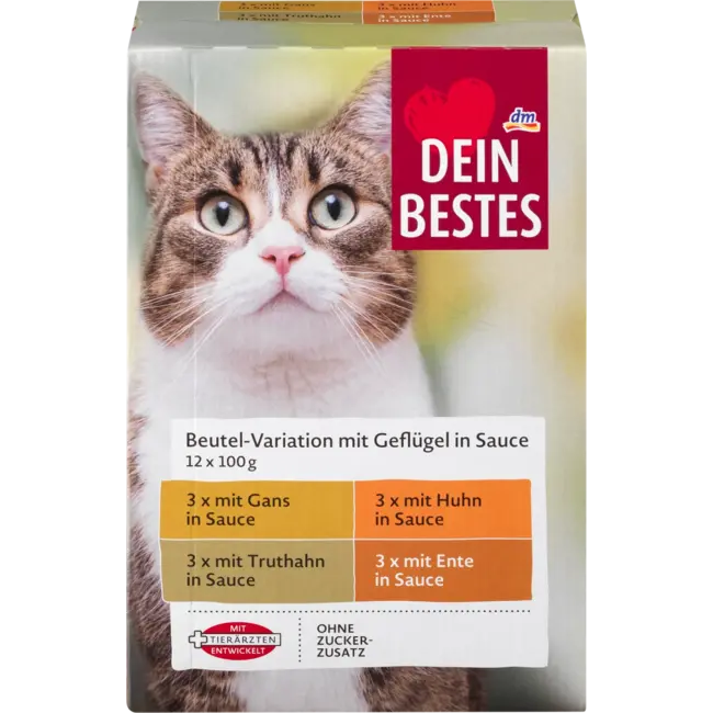 Dein Bestes Natvoer Kat Gevogelte In Saus Multipack (12x100 G) 1200 g