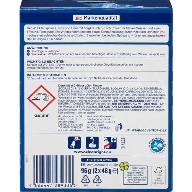 Denkmit Toilet blauwe spoeler Bloem 96 g