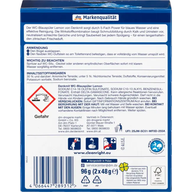 Denkmit Wc-blauspüler Citroen 2 St