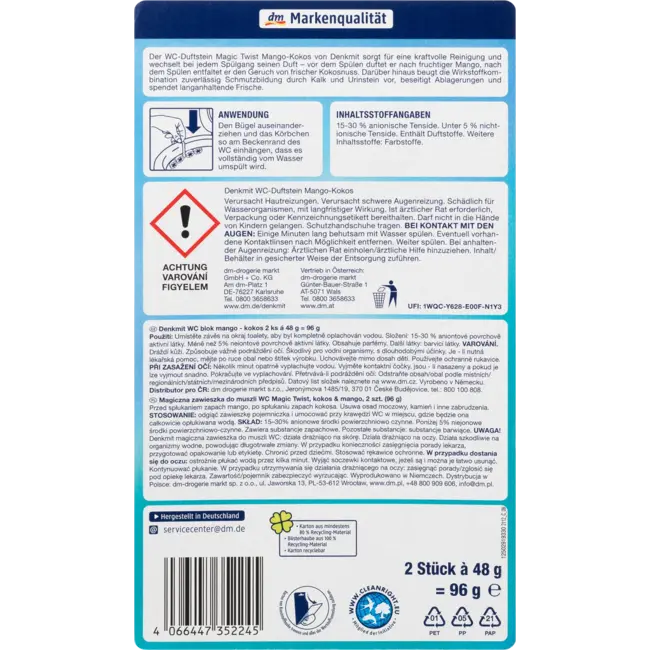 Denkmit Wc-duftstein Magic Twist Mango-kokos 2 St