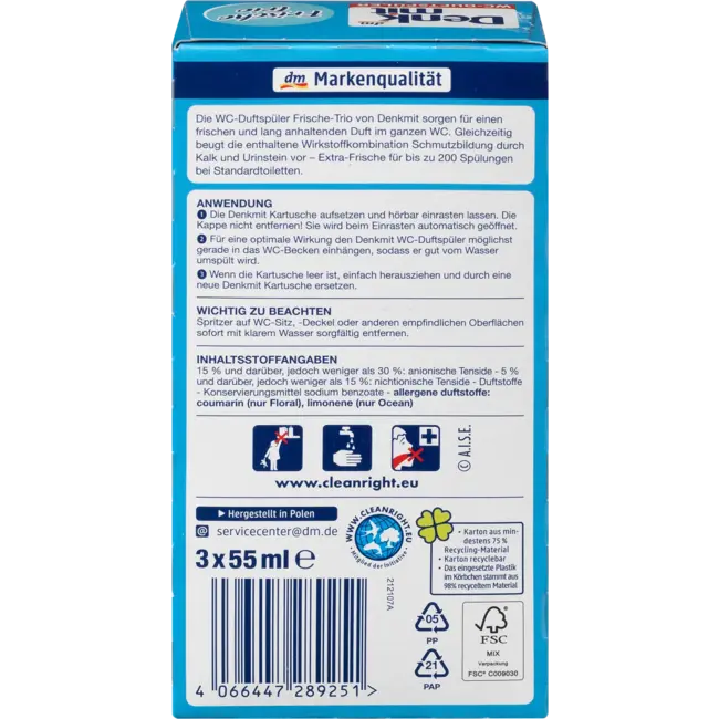 Denkmit Toilet Geurspoelmiddel Gel Frisheid Trio 3 St