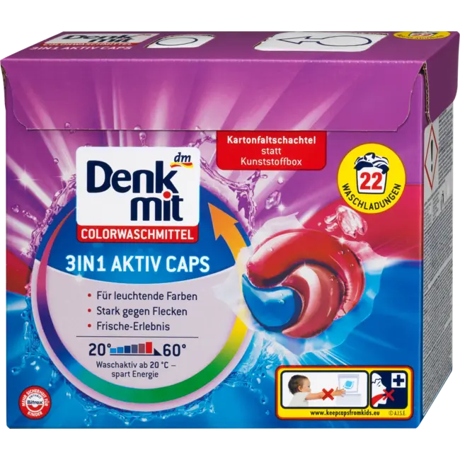 Denkmit Kleurwasmiddel 3in1 Actief Caps 22 St