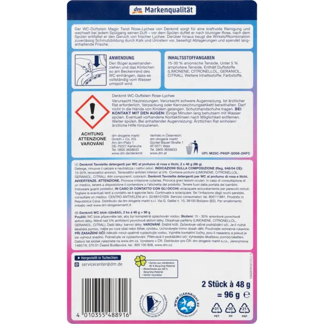 Denkmit Wc-duftstein Magic Twist Rose & Lychee 2 St