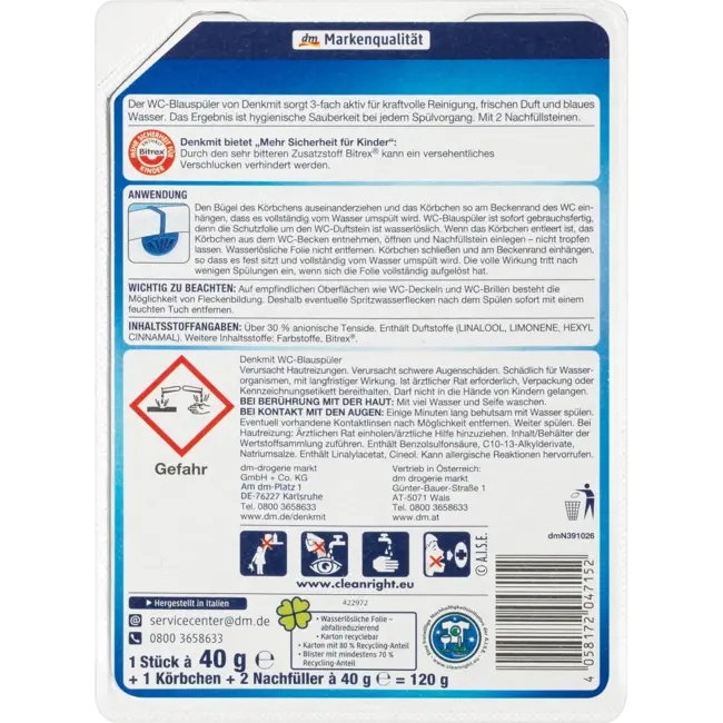 Denkmit Toiletblusspoelmiddel 1 Origineel + 2 Navulverpakkingen 3 St