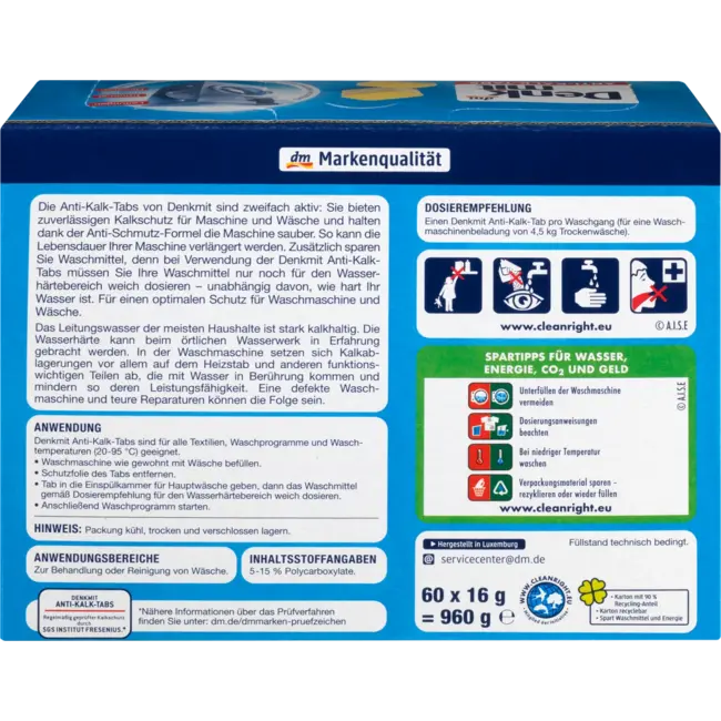 Denkmit Wasmachinereiniger Tabs Anti-kalk 60 St