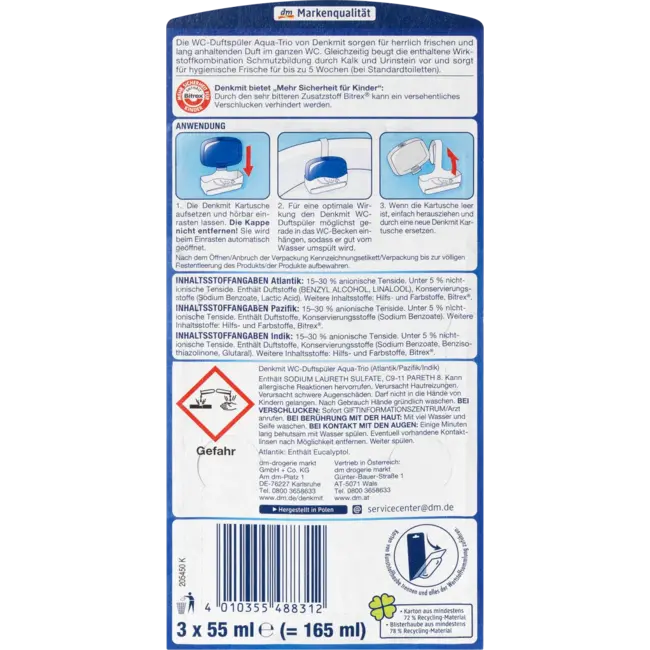 Denkmit Toilet Geurspoelmiddel Gel Aqua Trio 3 St