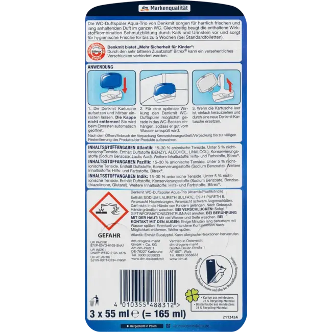 Denkmit Toilet Geurspoelmiddel Gel Aqua Trio 3 St