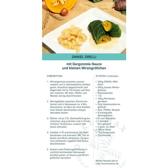 Dinkel Max Pasta, Drelli Van Spelt 500 g