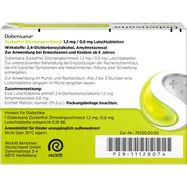 Dobensana Suikervrije Citroensmaak Zuigtabletten 24 St