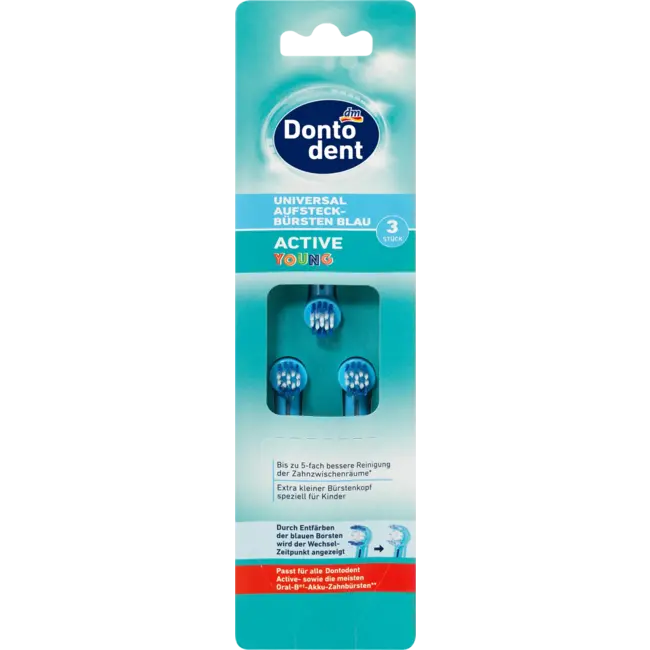 Dontodent Universele Opzetborstels Active Young Blauw 1 St