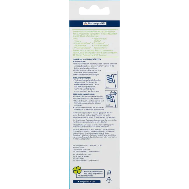 Dontodent Opzetborstels Universeel Active Cross 4 St