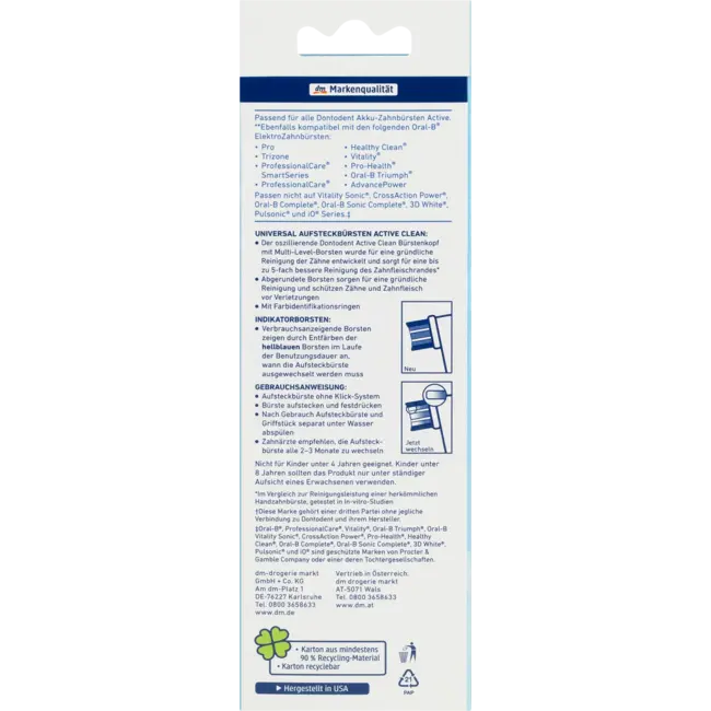 Dontodent Opzetborstels Active Clean 8 St