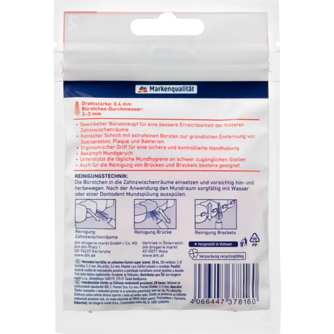 Dontodent Dontodent Interdentale Borstels Haaks Rood 0,4 Mm ISO 2, 28 St 28 St