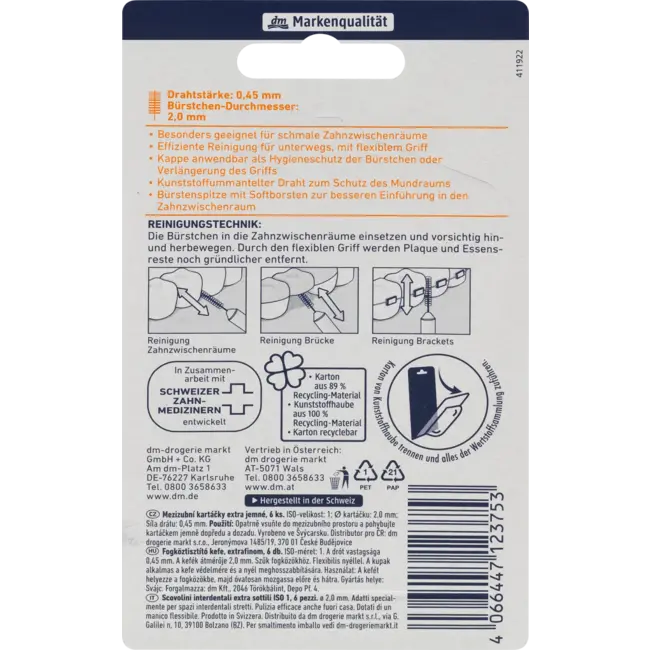 Dontodent Interdentalbürsten Oranje 0.45 Mm ISO 1 6 St