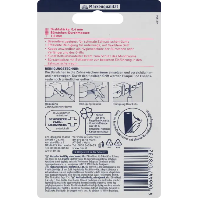 Dontodent Interdentalbürsten Roze 0,4 Mm ISO 0 6 St