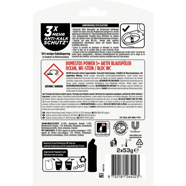 Domestos Wc-stein Blauspüler Ocean 2 St