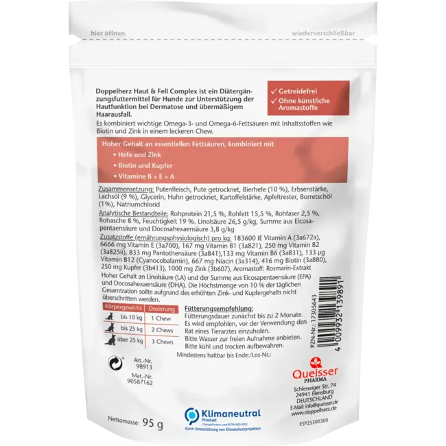 Doppelherz Voedingssupplement Hond, Huid & Bont Complex (30 Stuks) 95 g