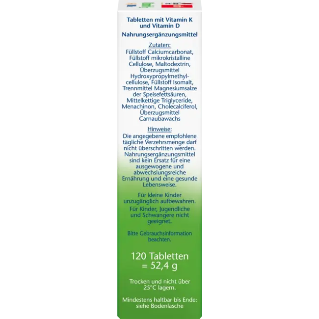 Doppelherz Vitamine K2 + D3 1000IE Tabletten 120 St 52.4 g