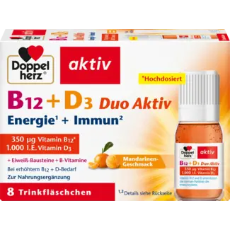 Doppelherz Doppelherz Vitamine B12 + D3 Duo Actief Drinkflesjes 8 Stuks