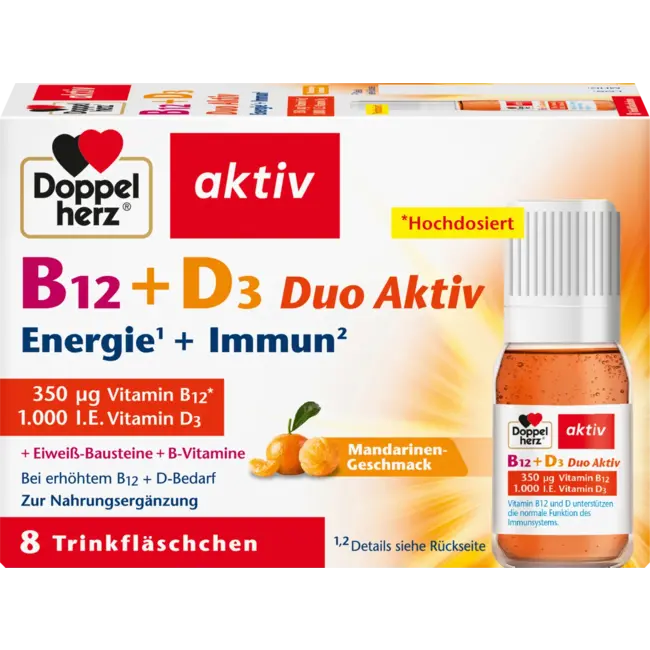 Doppelherz Vitamine B12 + D3 Duo Actief Drinkflesjes 8 Stuks 91.1 g
