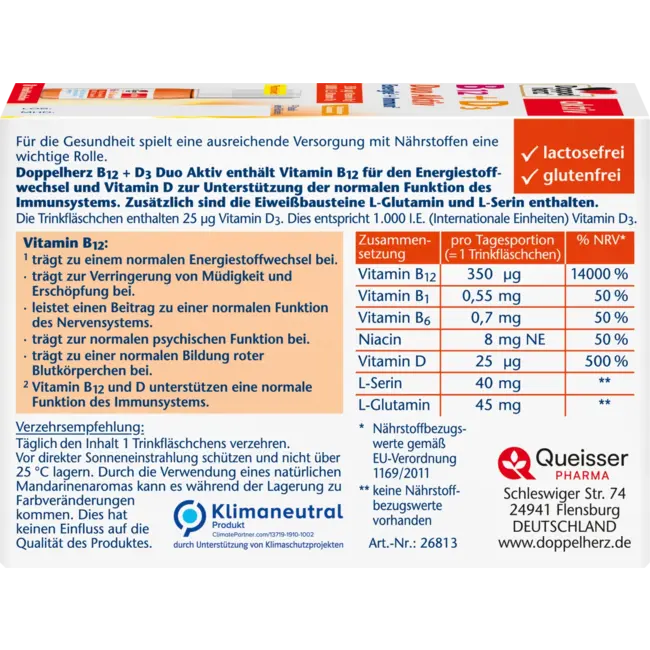 Doppelherz Vitamine B12 + D3 Duo Actief Drinkflesjes 8 Stuks 91.1 g