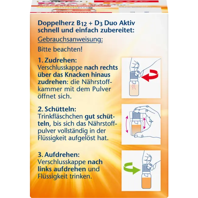 Doppelherz Vitamine B12 + D3 Duo Actief Drinkflesjes 8 Stuks 91.1 g