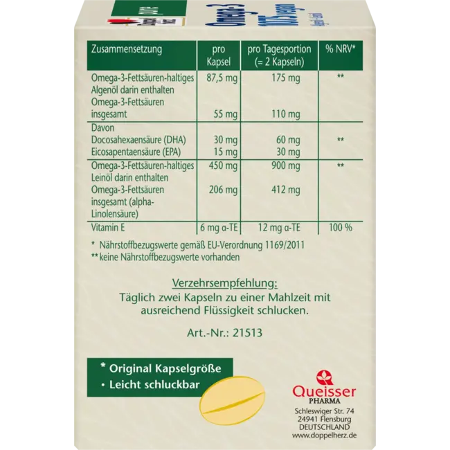 Doppelherz Omega-3 1075 Vegan 80 St 61.2 g