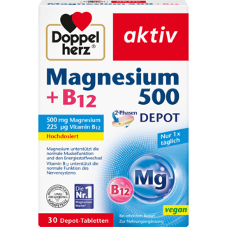 Doppelherz Doppelherz Magnesium 500 + B12 2-fasen Depot Tabletten 30 St