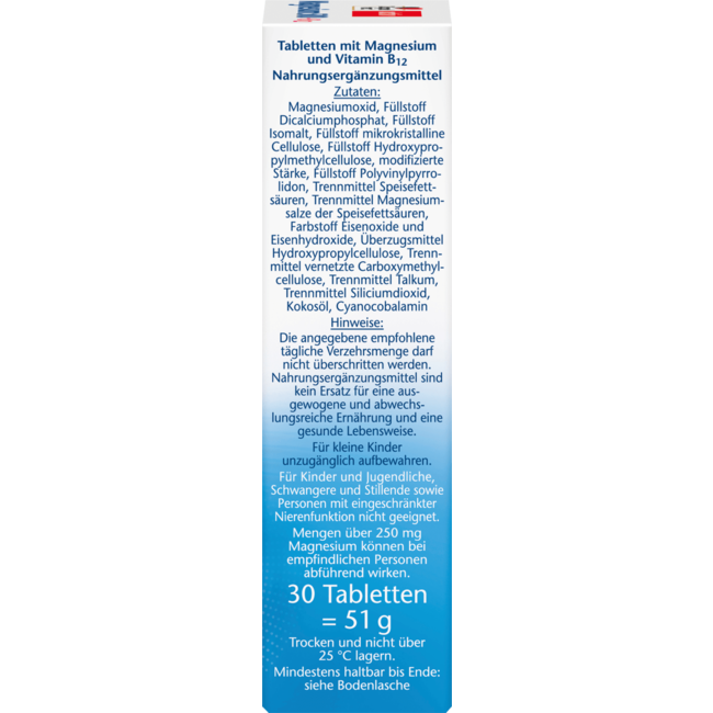Doppelherz Magnesium 500 + B12 2-fasen Depot Tabletten 30 St 51 g