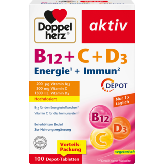 Doppelherz Doppelherz B12 + C + D3 Energie + Immuun Tabletten 100st