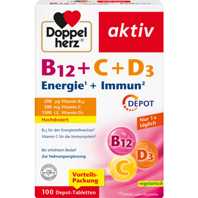 Doppelherz B12 + C + D3 Energie + Immuun Tabletten 100st 110 g