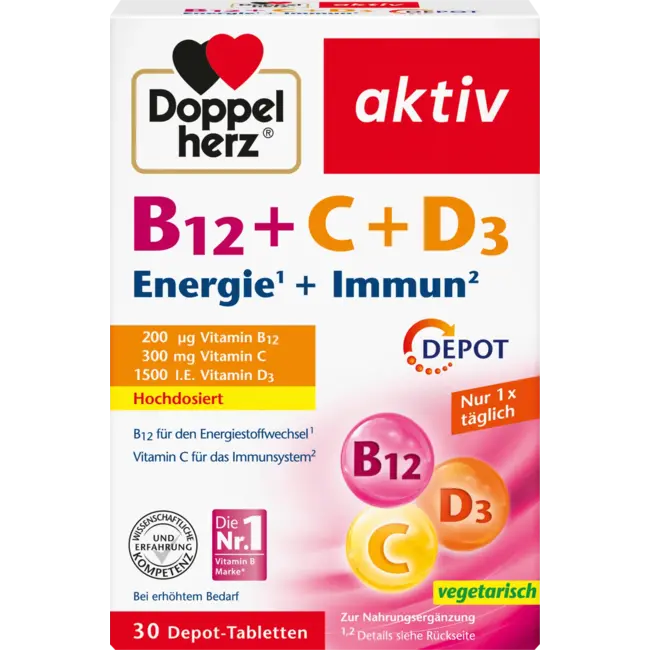 Doppelherz Vitamine B12 + C + D3 Tabletten 30 Stuks 33.2 g