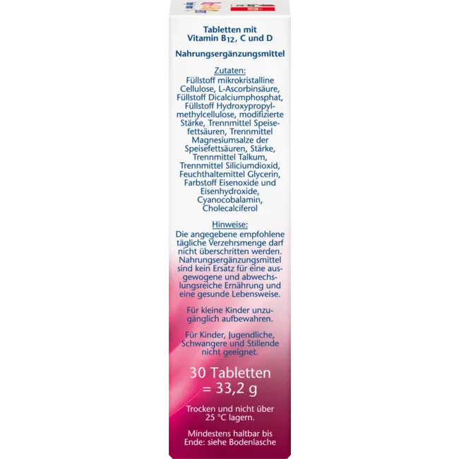 Doppelherz Vitamine B12 + C + D3 Tabletten 30 Stuks 33.2 g