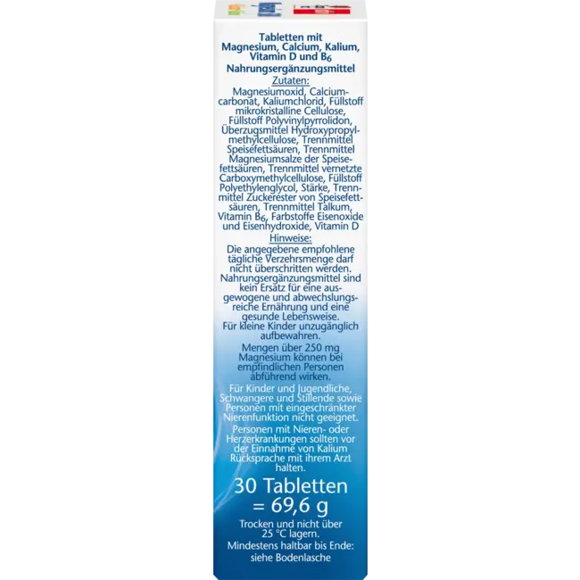 Doppelherz Magnesium 500 + Calcium + Kalium Tabletten (30 Stuks) 69.6 g