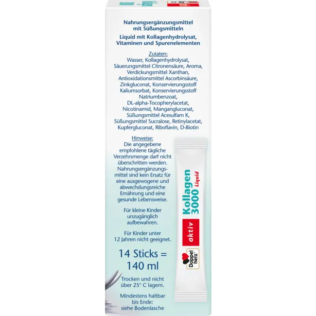 Doppelherz Collageen 3.000 Vloeibare Stokken 14e St. 140 ml