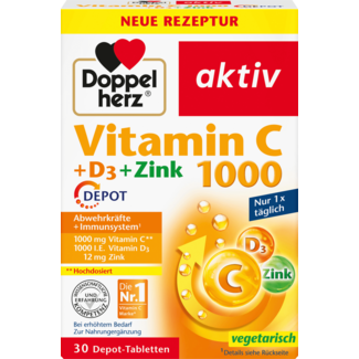 Doppelherz Doppelherz Vitamine C 1000 + D3 + Zink Depot Tabletten 30 Stuks
