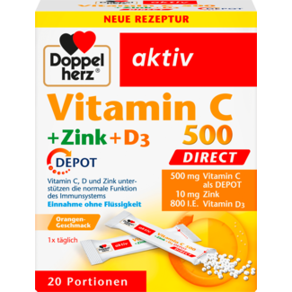 Doppelherz Doppelherz Vitamine C 500 + Zink + D3-depot Direct Granulaat 20 St