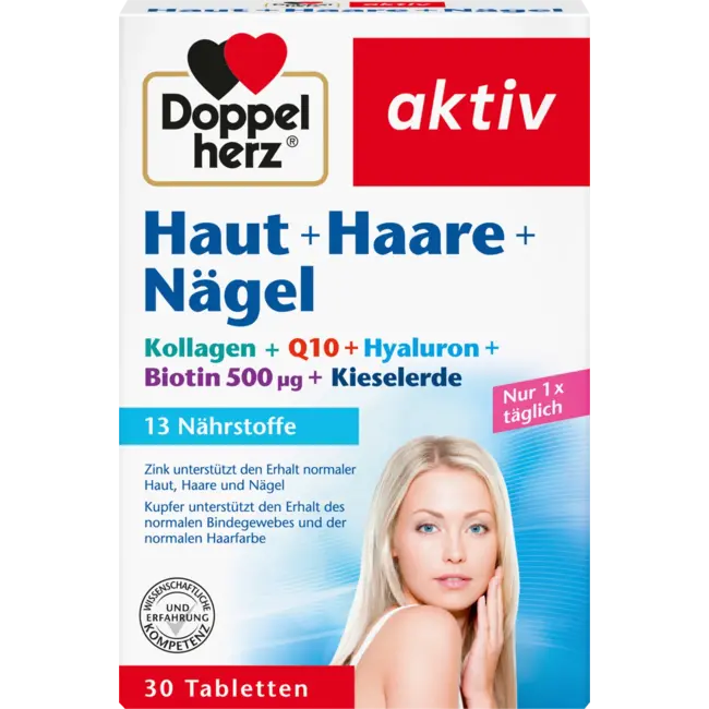 Doppelherz Huid + Haar + Nagels Tabletten (30 Stuks) 19.9 g