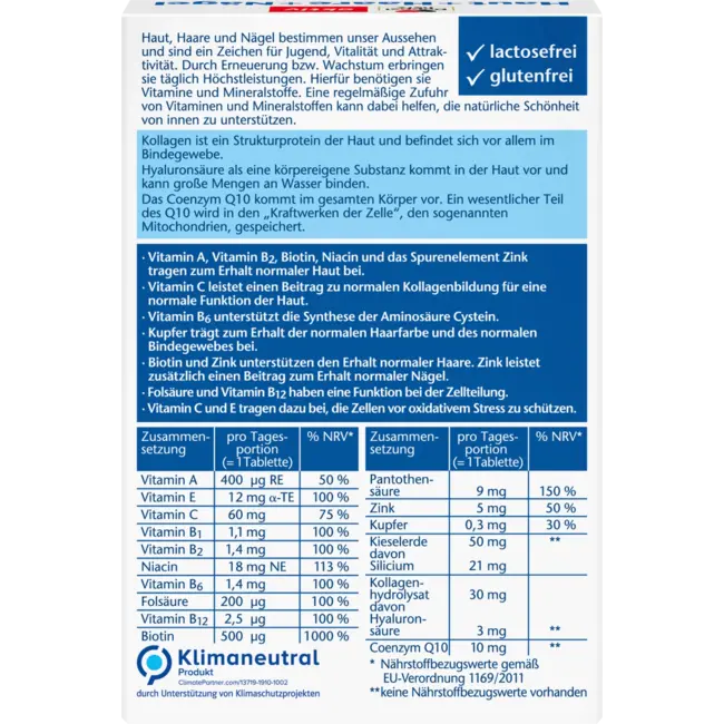 Doppelherz Huid + Haar + Nagels Tabletten (30 Stuks) 19.9 g