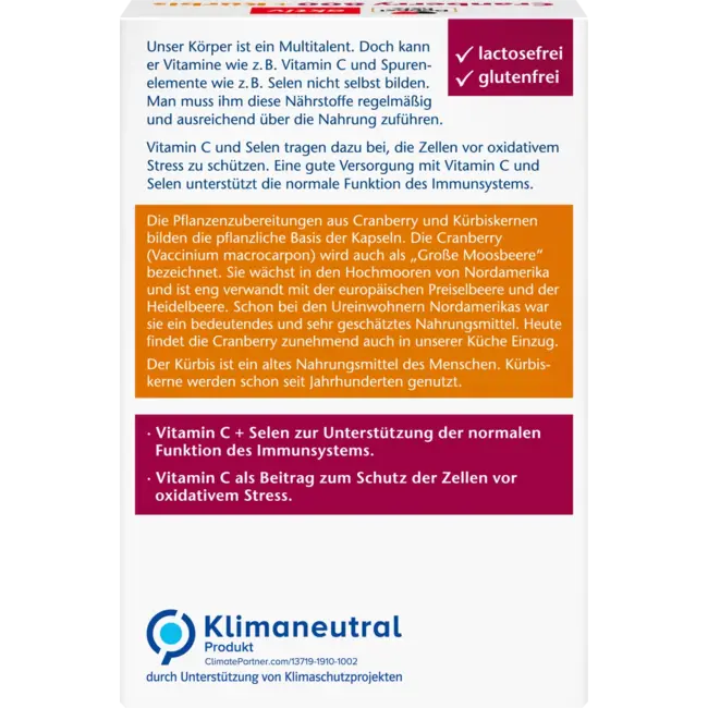 Doppelherz Cranberry + Pompoen + Vitamine C + Selenium Capsules 30 St. 27.7 g