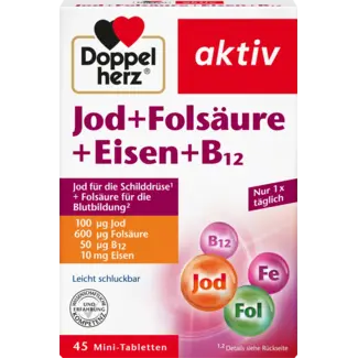 Doppelherz Doppelherz Jodium + Foliumzuur + Ijzertabletten 45 St.