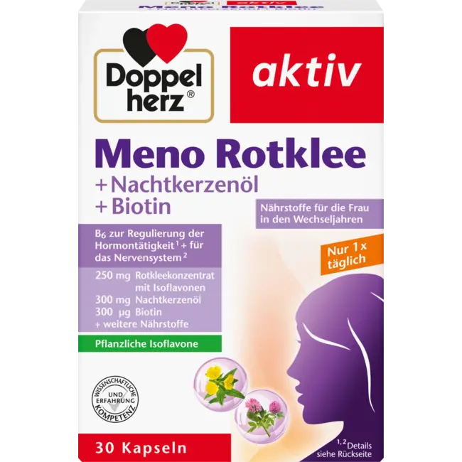 Doppelherz Meno Rode Klaver + Teunisbloemolie + Biotine Capsules 30 St. 34.4 g