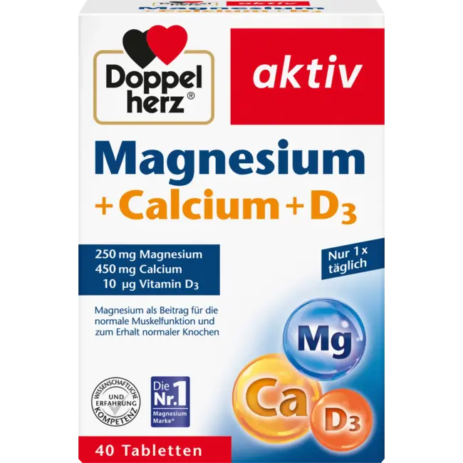 Doppelherz Magnesium + Calcium + Vitamine D3 Tabletten 40 St. 79.2 g