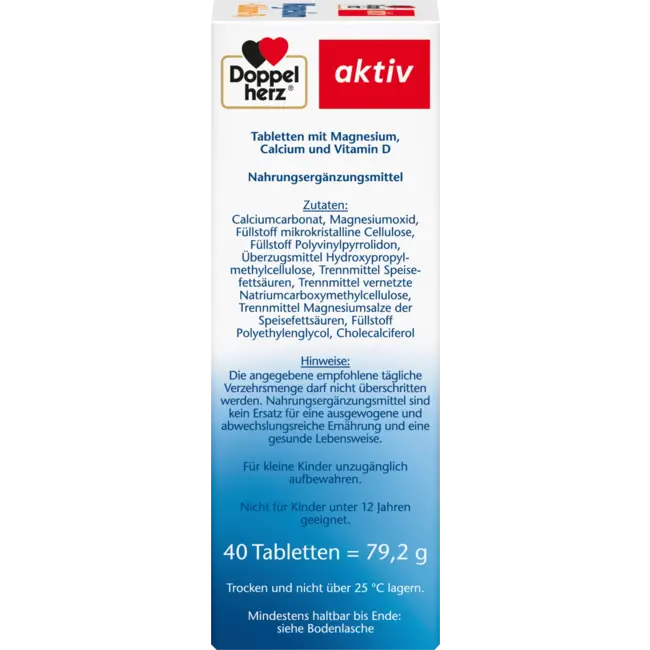 Doppelherz Magnesium + Calcium + Vitamine D3 Tabletten 40 St. 79.2 g