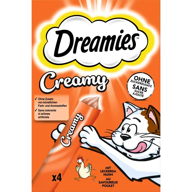 Dreamies Kattensnoepje Creamy Snack Met Kip (4x10 G) 40 g