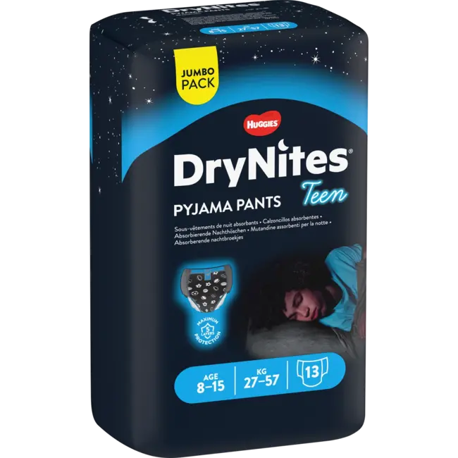 DryNites Pyjamabroek Jungen 8-15 Jahre, Jumbopack 13 St