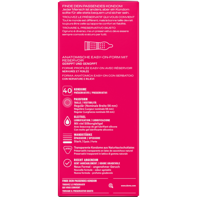 Durex Kondome Pleasure Me, Breite 56mm 40 St