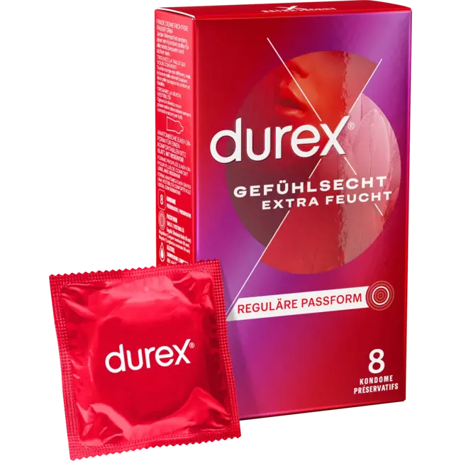 Durex Condooms Gevoelsecht Extra Vochtig, Breedte 56mm 8 St