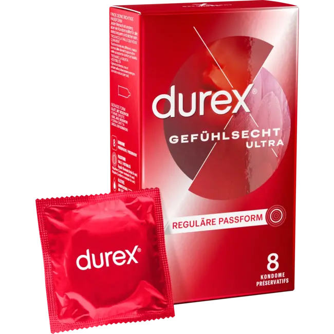 Durex Condooms Gevoels-echt Ultra, Breedte 54mm 8 St